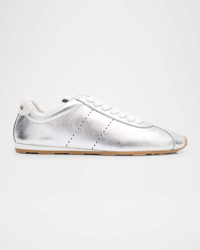 Metallic Leather Retro Runner Sneakers